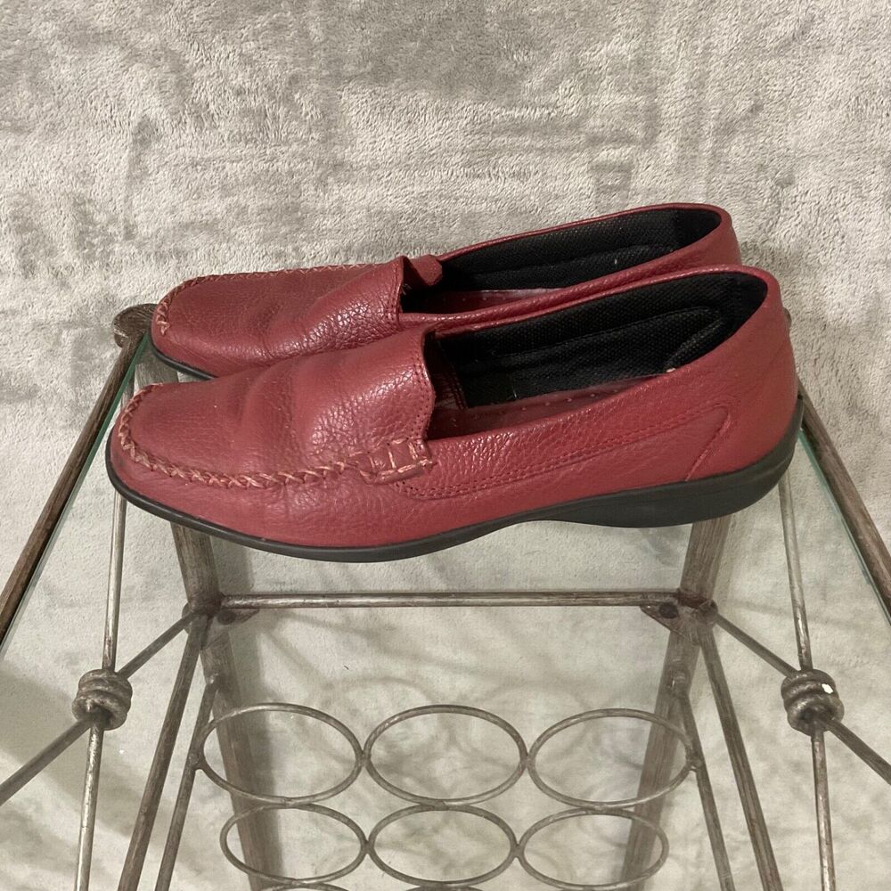 Hotter Retro Leather Loafers Slip On women’s US Size 9 Red comfort career office